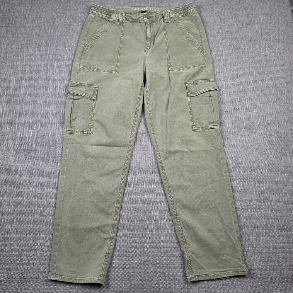 American Eagle Womens 16 Green Stretch Cargo Pants Gorpcore Tactical Utility